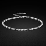 925 Silver Anklet Women's Ankle Bracelet Beaded Chain Jewelry Gift