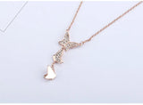 Summer Hot Women Necklace Austrian Crystals Rose Butterfly Sweet
