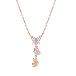Summer Hot Women Necklace Austrian Crystals Rose Butterfly Sweet