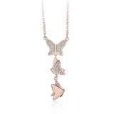 Summer Hot Women Necklace Austrian Crystals Rose Butterfly Sweet