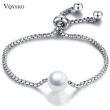 Pearl Chain Bracelet For Women Adjustable Love Engagement Jewelry