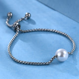 Pearl Chain Bracelet For Women Adjustable Love Engagement Jewelry