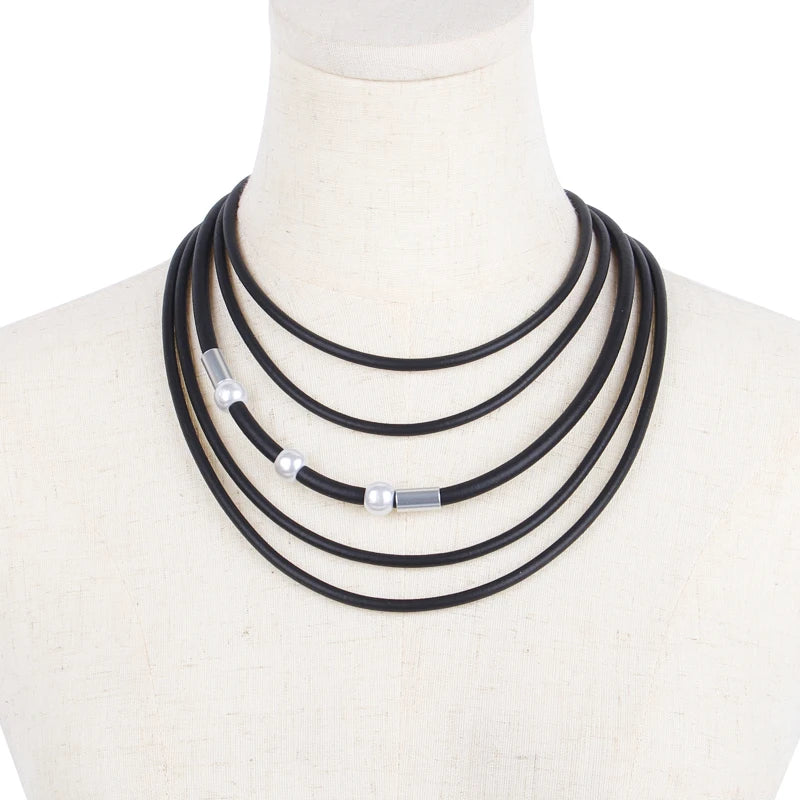 Summer Pearl Rubber Collar Necklace Gothic Accessories