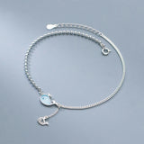 925 Silver Whale Anklet for Feet in Korea Leg Chain Beach Accessory
