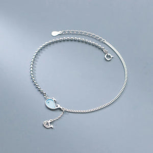 925 Silver Whale Anklet for Feet in Korea Leg Chain Beach Accessory