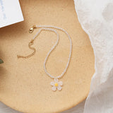 Summer Beaded Flower Green Lace Choker Necklace
