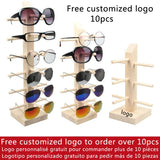 Wood Sun Glasses Eyeglasses Display Stand Holder Rack Natural Material