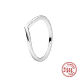 Celestial Rings Set 925 Sterling Silver CZ Wishbone Charm Women