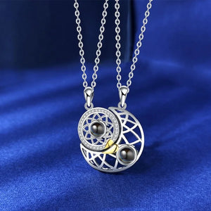 Sun and Moon Necklace Couples Photo Projection Pendant Xmas Jewelry Gift