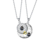 Sun and Moon Necklace Couples Photo Projection Pendant Xmas Jewelry Gift