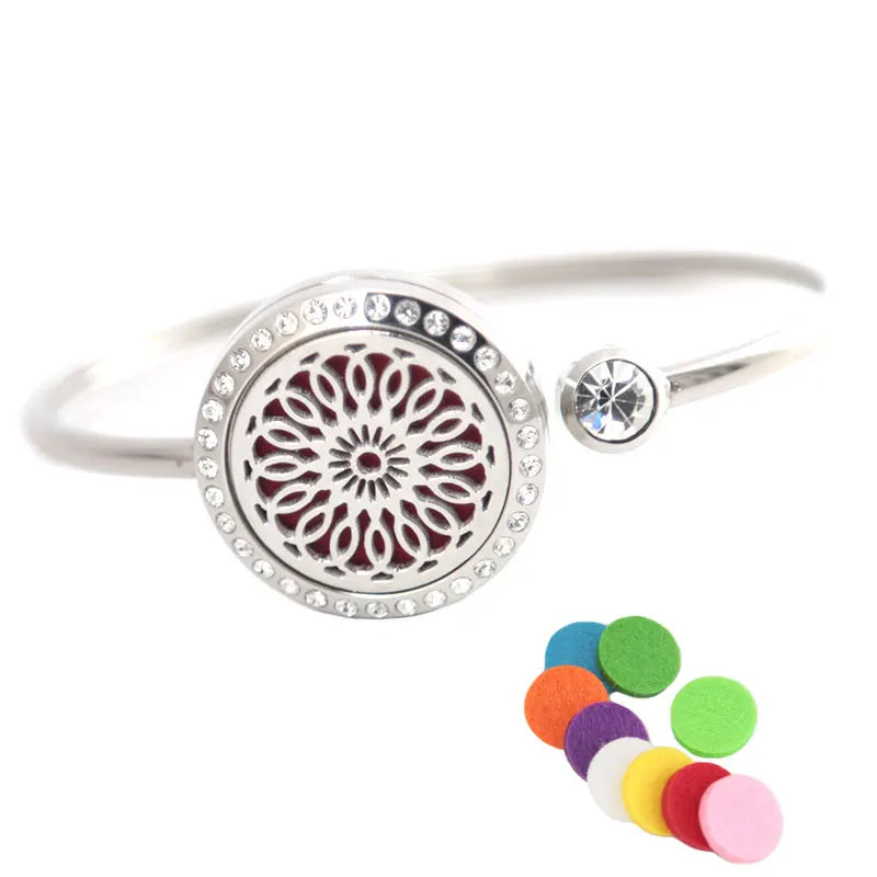 Sunflower Aromatherapy Locket Bangle Bracelet 25mm