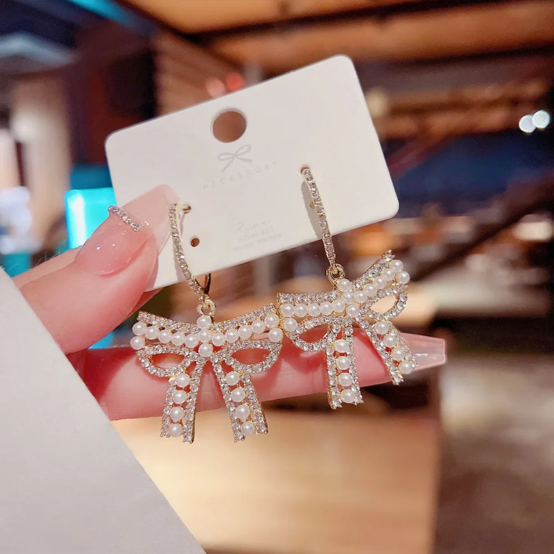 Fairy Earrings High-end Light Small Earrings Bow Exaggerated Earrings