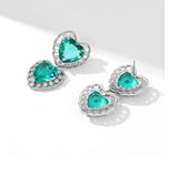 Heart Earrings s925 Silver Needle Big Love Zircon Inlaid