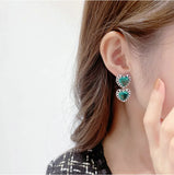 Heart Earrings s925 Silver Needle Big Love Zircon Inlaid