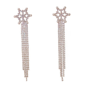 Snowflake Tassel Earrings Long Style Thin Face Exaggerated High-end