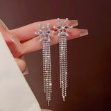 Snowflake Tassel Earrings Long Style Thin Face Exaggerated High-end