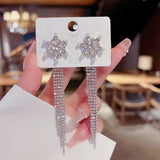 Snowflake Tassel Earrings Long Style Thin Face Exaggerated High-end