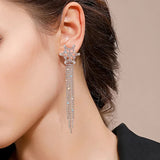 Snowflake Tassel Earrings Long Style Thin Face Exaggerated High-end