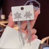 Snowflake Tassel Earrings Long Style Thin Face Exaggerated High-end