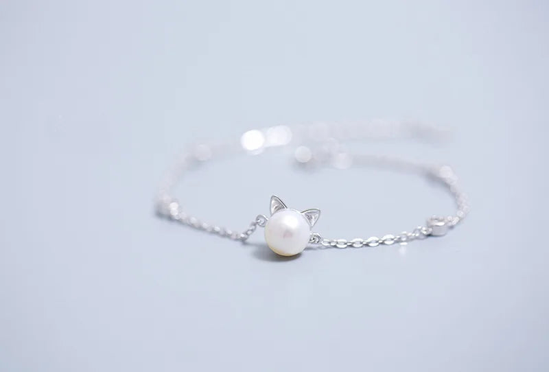 Cute Cat Round Bead Bracelet For Girl Women Charm kitten Bracelets
