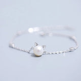 Cute Cat Round Bead Bracelet For Girl Women Charm kitten Bracelets
