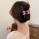 High Metal Hair Accessories Rhinestone Pearl Hair Clip Claws