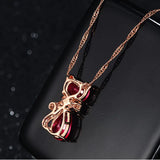 Cat Style Gem Treasure Necklace Women Jewelry