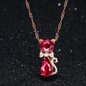 Cat Style Gem Treasure Necklace Women Jewelry