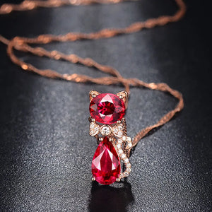 Cat Style Gem Treasure Necklace Women Jewelry