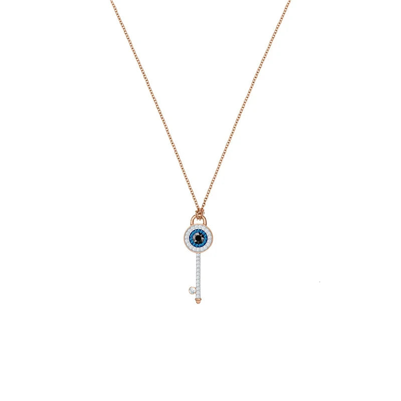 Evil Eye Rose Crystal Necklace for Women