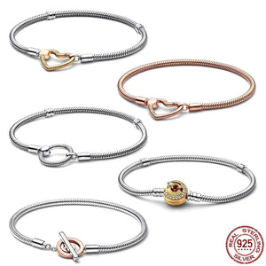 T-shaped 925 Sterling Silver Bracelet for Charm Beads DIY Jewelry