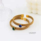 Zircon Stainless Steel Cuff Bangle Women's Chunky Jewelry