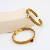 Zircon Stainless Steel Cuff Bangle Women's Chunky Jewelry