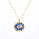 Colorful Tarot Necklace Round Pendant Stainless Steel Sweater Chain
