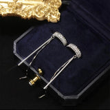 Zircon Tassel Ear Clip On Earrings C Shape Ear Clips
