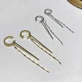 Zircon Tassel Ear Clip On Earrings C Shape Ear Clips