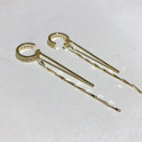 Zircon Tassel Ear Clip On Earrings C Shape Ear Clips