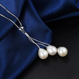 Pearl Tassel Line Pendant Necklace, 18in Silver Chain