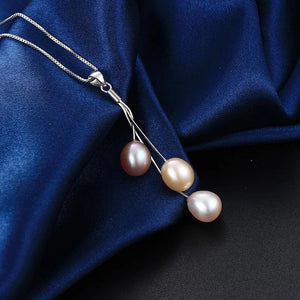 Pearl Tassel Line Pendant Necklace, 18in Silver Chain