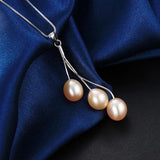 Pearl Tassel Line Pendant Necklace, 18in Silver Chain