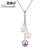 Pearl Tassel Line Pendant Necklace, 18in Silver Chain