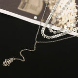 Geometric Pendant Palm Necklace Silver Charm Jewelry