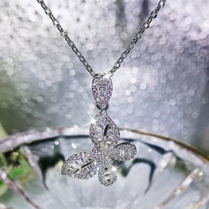 925 Silver Zircon Butterfly Pendant Ring Earrings Set