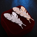Temperament Feather Brooch for Men Rhinestone Suit Lapel Pin