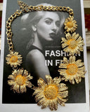 Temperament Golden Daisy Flower Choker Earrings