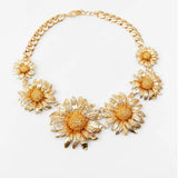 Temperament Golden Daisy Flower Choker Earrings