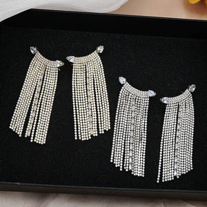 Zircon Long Tassel Earrings French Full Diamond Flash Crystal Ear Jewelry