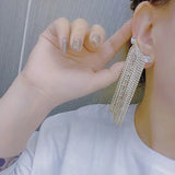 Zircon Long Tassel Earrings French Full Diamond Flash Crystal Ear Jewelry