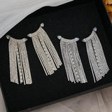 Zircon Long Tassel Earrings French Full Diamond Flash Crystal Ear Jewelry