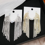 Zircon Long Tassel Earrings French Full Diamond Flash Crystal Ear Jewelry